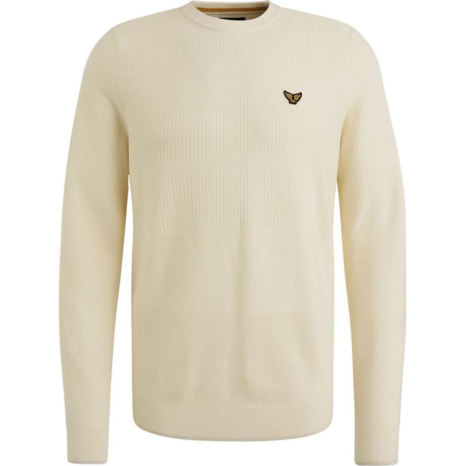 PME Legend Structure Pullover Melange Ecru Wit