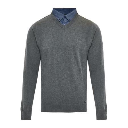 Threadbare Threadbare Trui Panda blauw / grijs gemêleerd