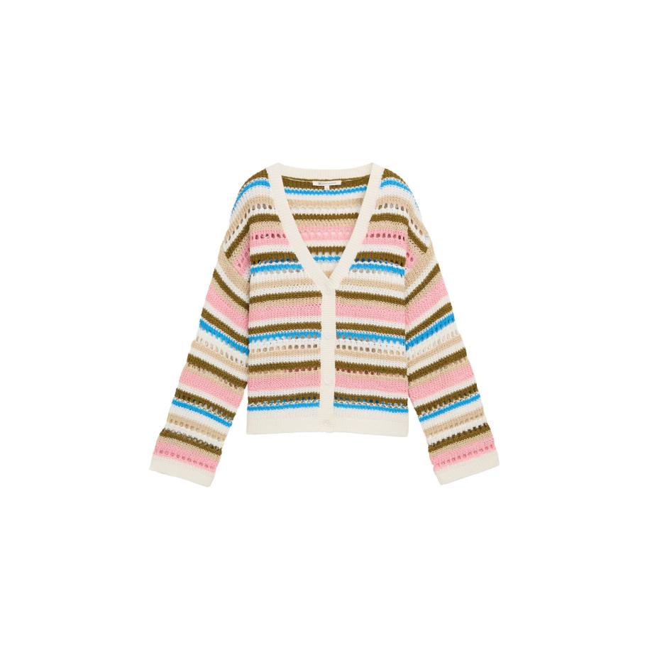 Tom Tailor TOM TAILOR DENIM Gebreid vest ecru / azuur / olijfgroen / rosa -