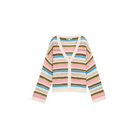 Tom Tailor TOM TAILOR DENIM Gebreid vest ecru / azuur / olijfgroen / rosa