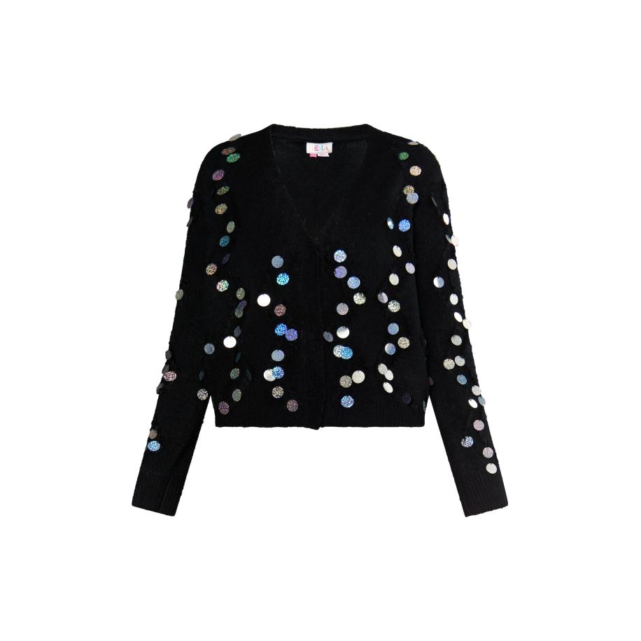 IZIA IZIA Gebreid vest blauw / groen / zwart / zilver -