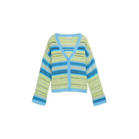 Tom Tailor TOM TAILOR DENIM Gebreid vest lichtblauw / lichtgroen / offwhite