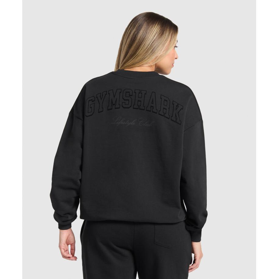 Gymshark Campus Classics Graphic Sweatshirt Black Zwart