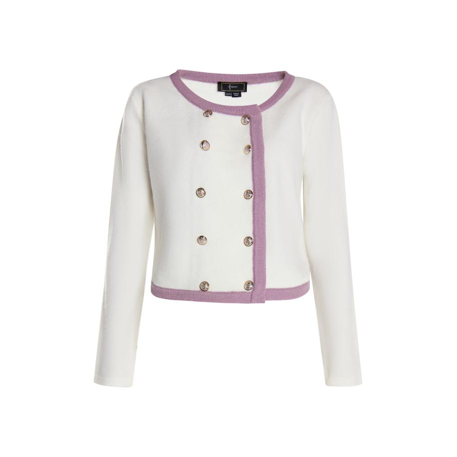 Faina faina Gebreid vest lichtlila / wit -