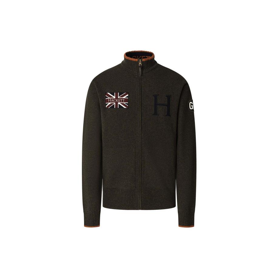 Hackett London Hackett London Gebreid vest HERITAGE navy / olijfgroen / donkerrood / natuurwit -
