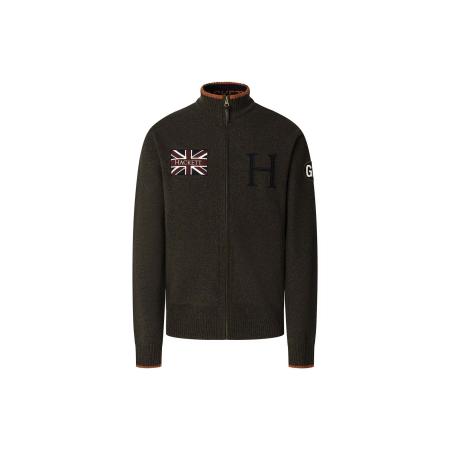 Hackett London Hackett London Gebreid vest HERITAGE navy / olijfgroen / donkerrood / natuurwit