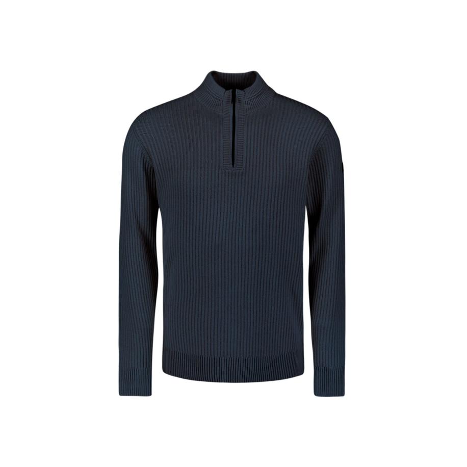 No Excess Half Zip Trui Rib Navy -