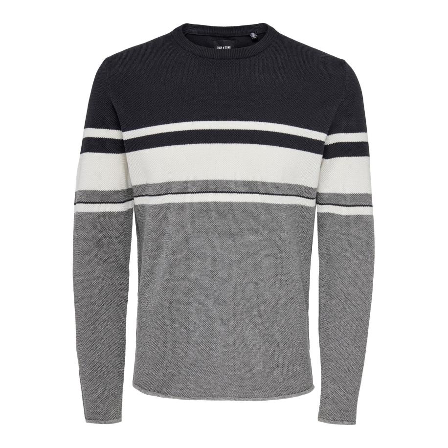 Only & Sons Trui Niguel nachtblauw / grijs / wit Blauw