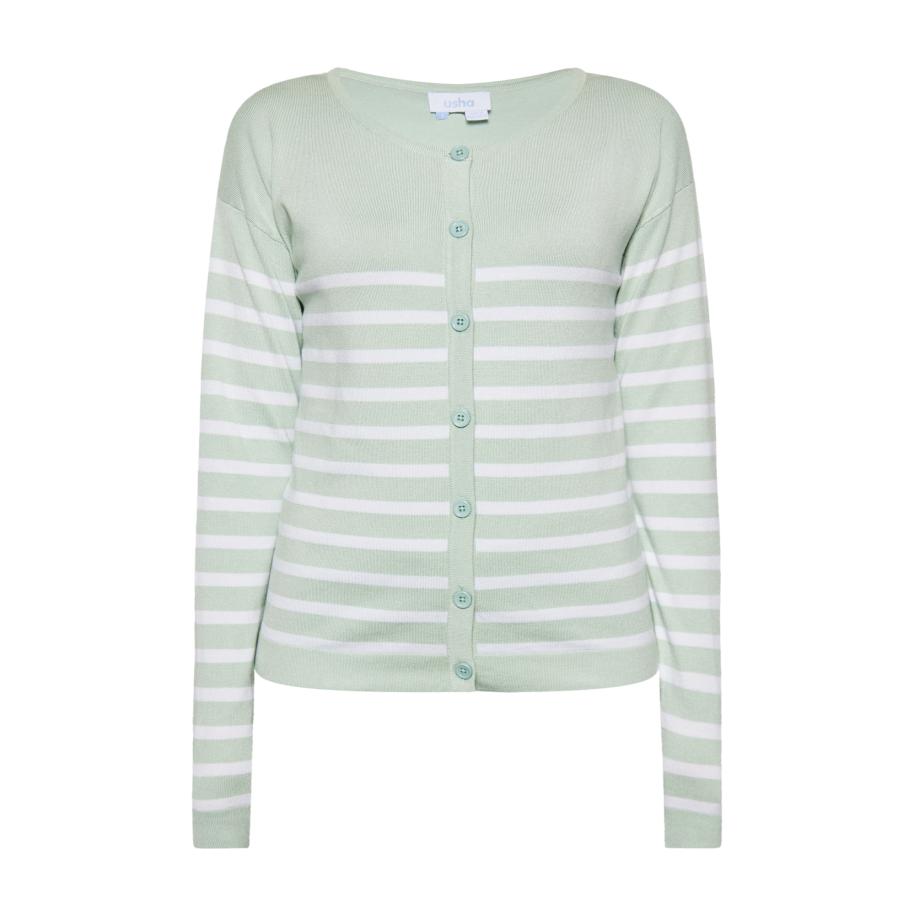 Usha usha BLUE LABEL Gebreid vest pastelgroen / wit -