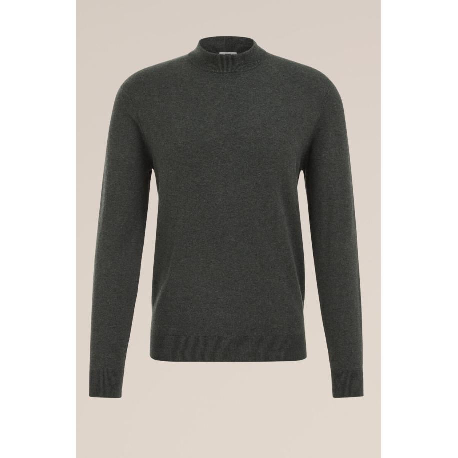 WE Fashion Heren fijngebreide trui - Regular fit - Donkergroen - Katoen - Maat: M Groen