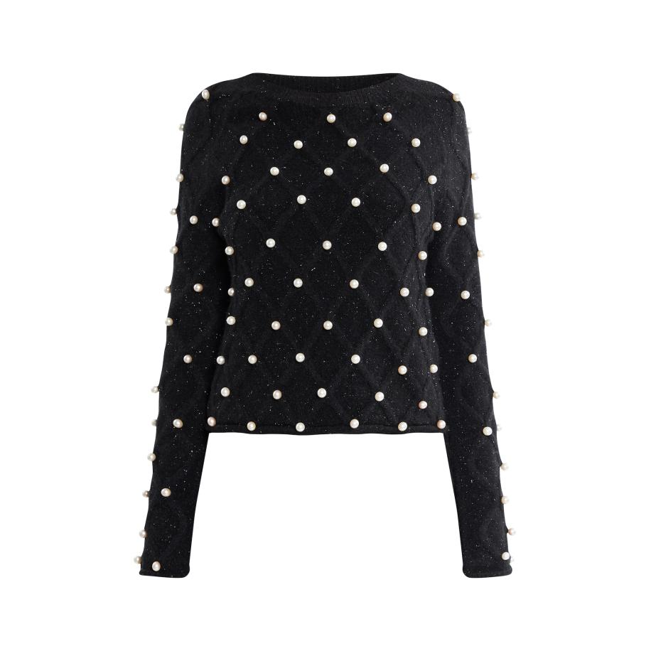 Faina faina Trui Koosh zwart / parelwit -