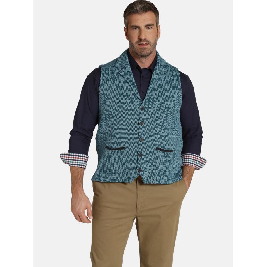 Charles Colby Charles Colby Gebreid vest petrol -