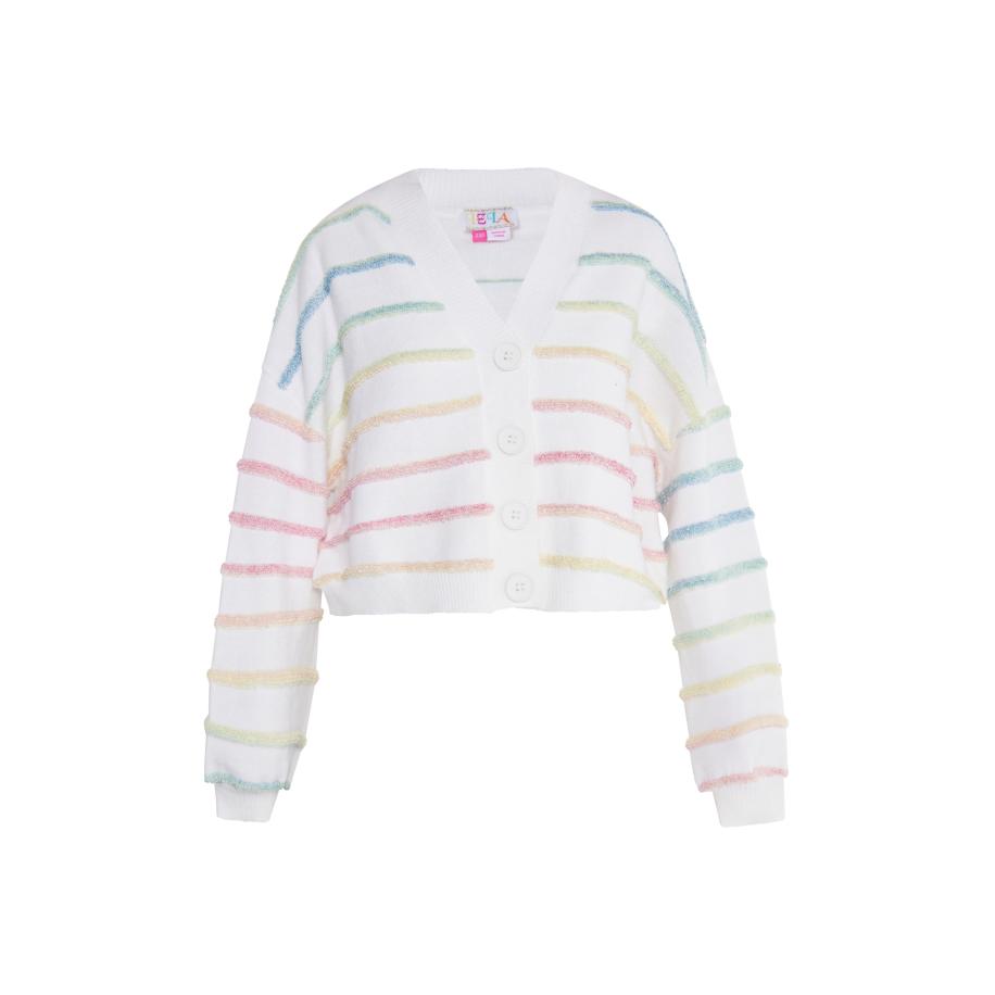 IZIA IZIA Gebreid vest Gaya blauw / oranje / pink / wit -