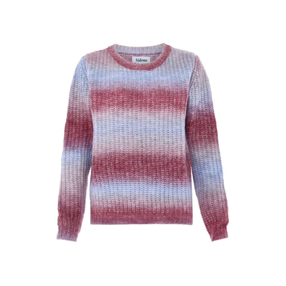 Sidona Sidona Trui lichtblauw / grijs / bordeaux -