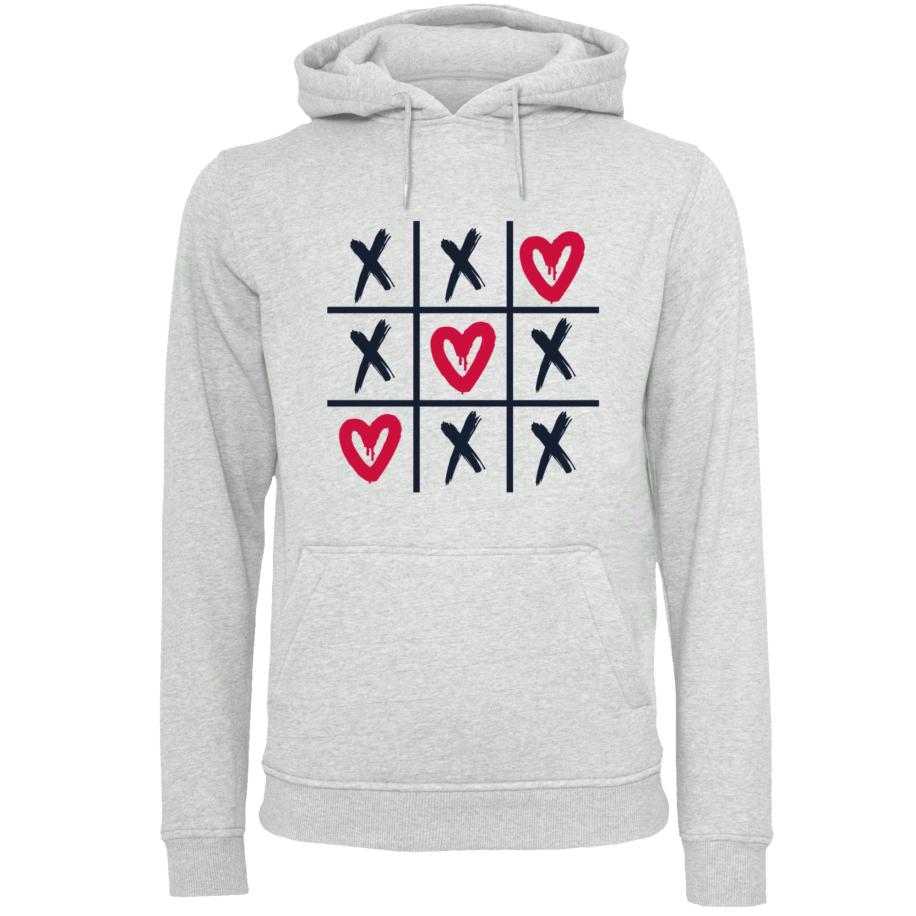 F4NT4STIC F4NT4STIC Sweatshirt Valentinstag Herz Tic Tac Toe grijs / rood / zwart -