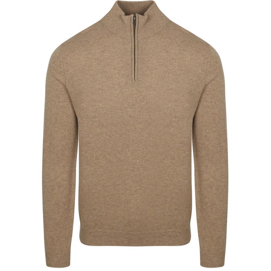 Steppin' Out Half Zip Trui Merinowol Beige Bruin