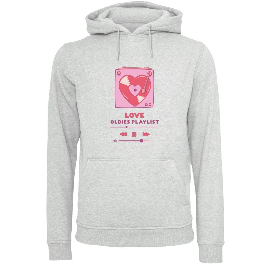 F4NT4STIC F4NT4STIC Sweatshirt Love Oldies Playlist Valentinstag grijs / pink / lichtroze -