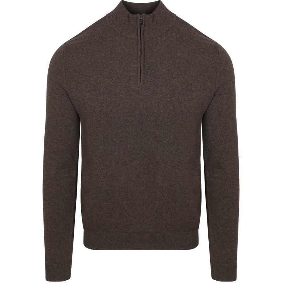Steppin' Out Half Zip Trui Merinowol Bruin Bruin