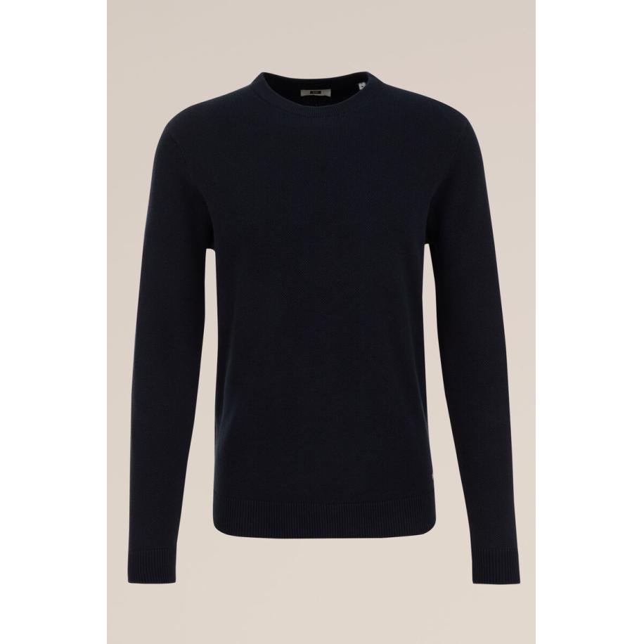 WE Fashion Heren Regular fit trui met structuur - Regular fit - Donkerblauw - Katoen - Maat: S Blauw