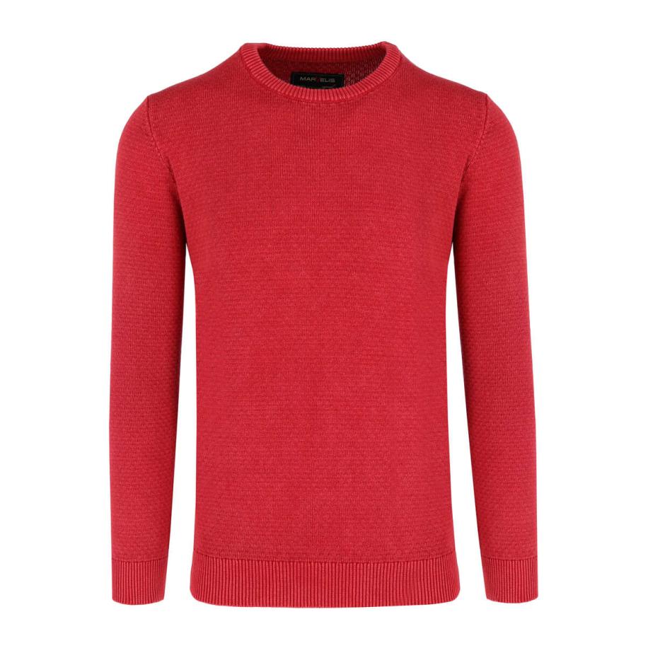 Marvelis Casual Trui ronde hals baksteenrood, Effen Rood