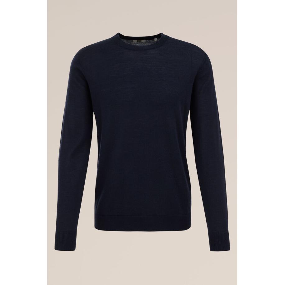 Fundamentals heren Slim fit trui van merinowol - Marineblauw - Merino wol - Maat: S Blauw