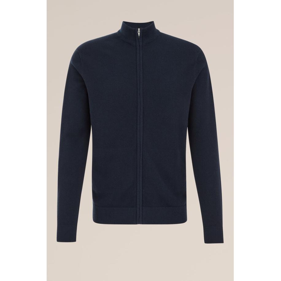 WE Fashion Heren Regular fit fijngebreid vest - Regular fit - Marineblauw - Katoen - Maat: XS Blauw