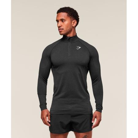 Gymshark Vital Seamless 1/4 Zip Black/Silhouette Grey