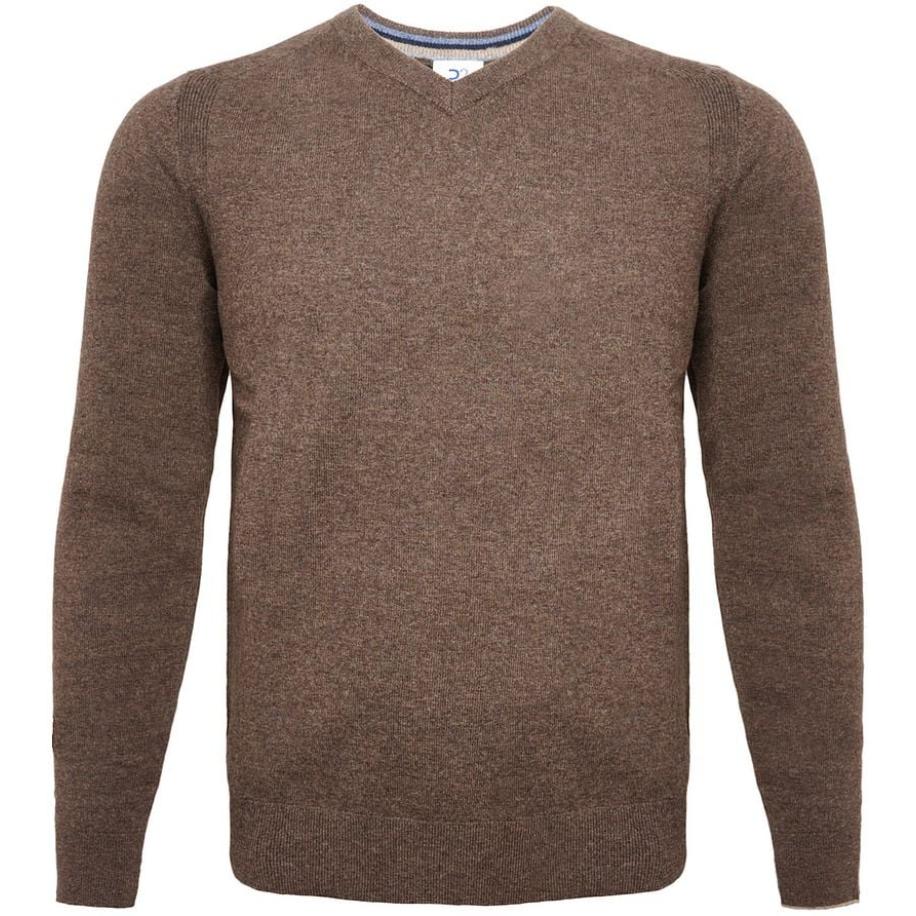 R2 Trui V-Hals Merinowol Taupe Bruin