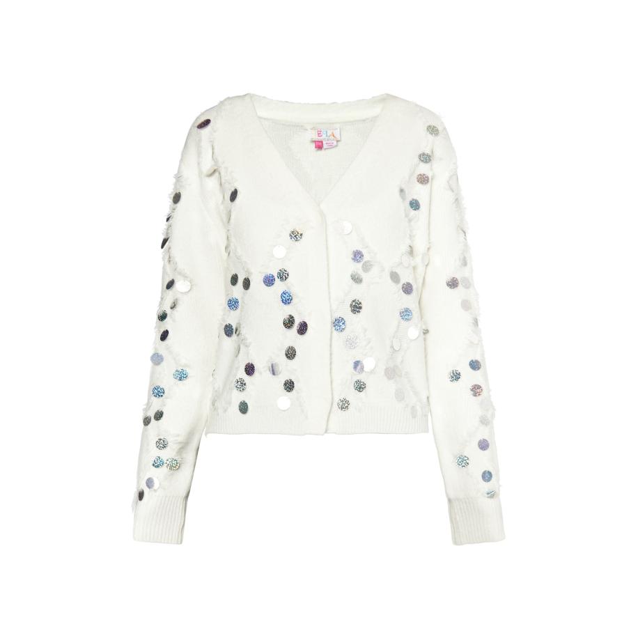 IZIA IZIA Gebreid vest zilver / wit -