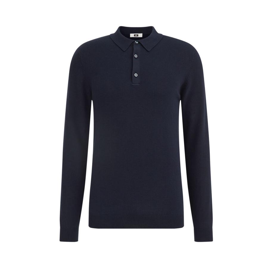 Fundamentals heren Slim fit fijngebreide polo - Slim Fit - Donkerblauw - Katoen - Maat: XS Blauw