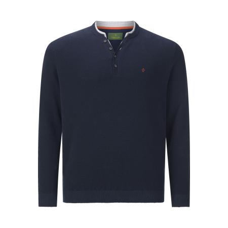 Charles Colby Trui ronde halsdonkerblauw, Effen