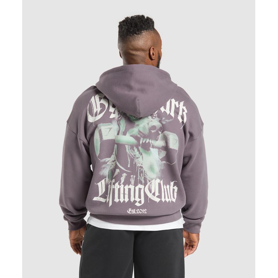 Gymshark Doberman Graphic Hoodie Brushed Purple Paars