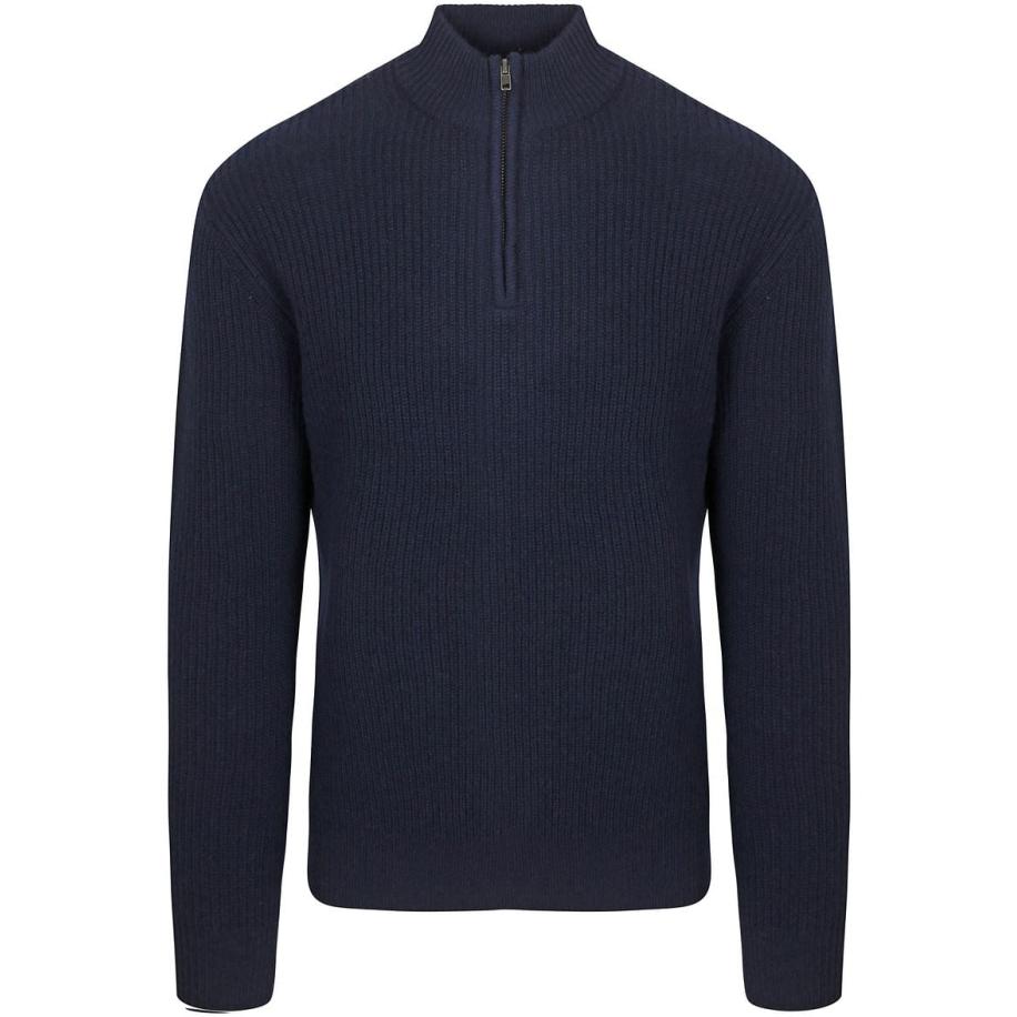 Steppin' Out Half Zip Trui Lamswol Navy Blauw