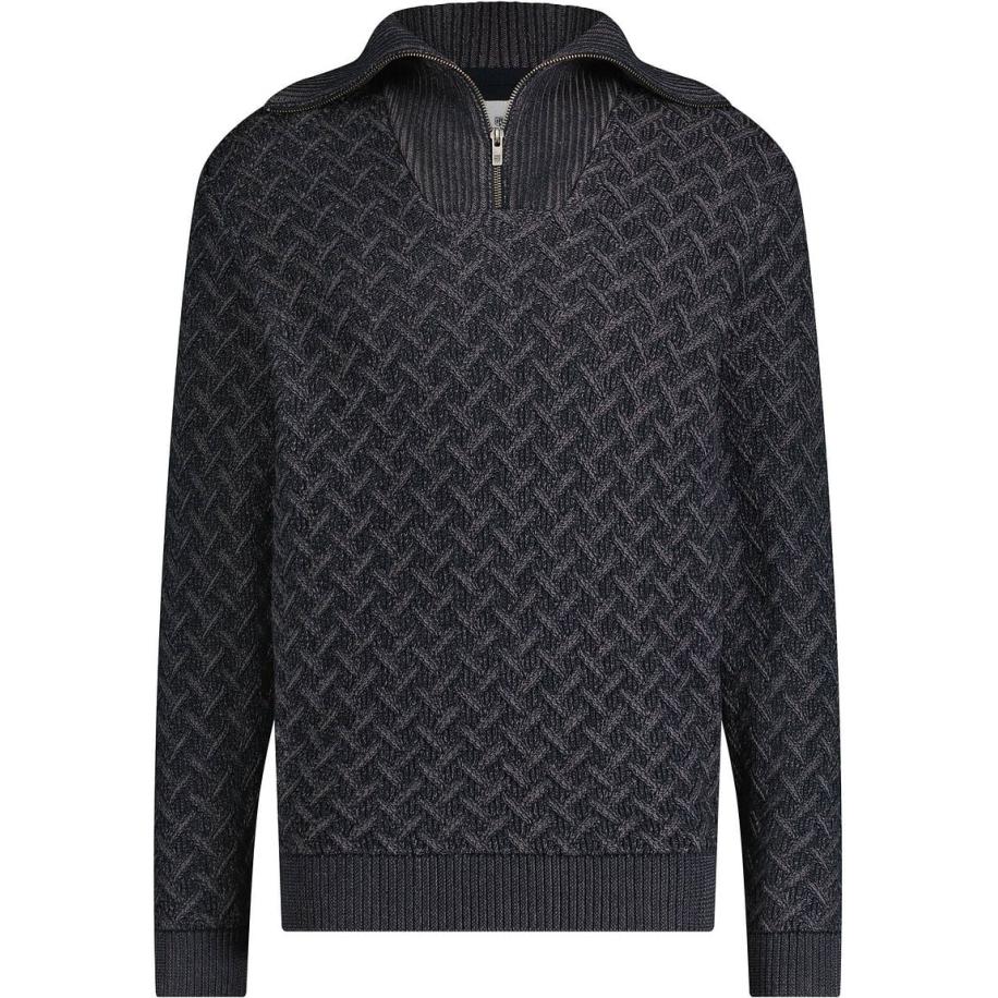 State Of Art Half Zip Trui Melange Navy Blauw