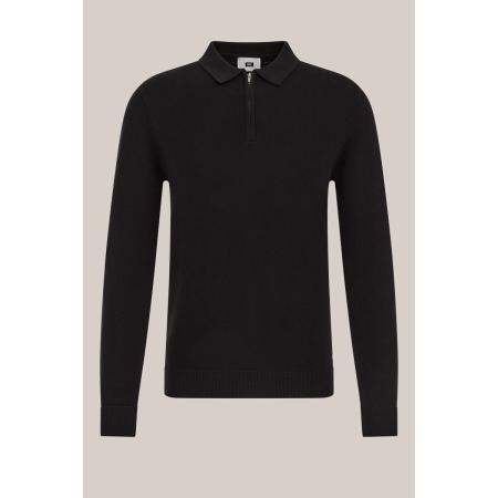WE Fashion Heren regular fit polo met rits - Regular fit - Zwart - Katoen - Maat: XS