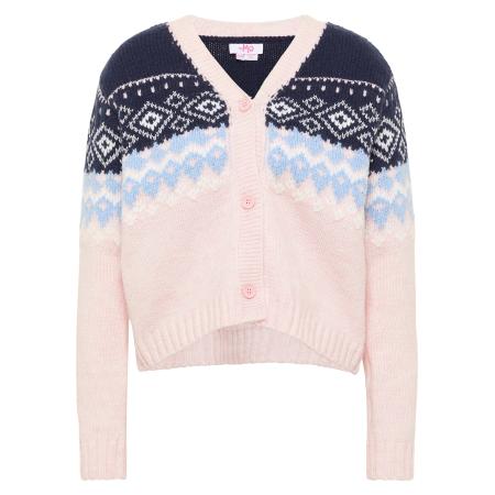 MYMO MYMO Gebreid vest lichtblauw / donkerblauw / pastelroze