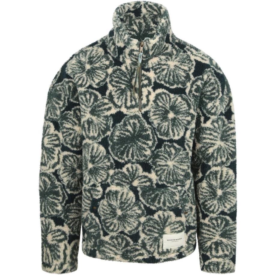 Scotch and Soda Polar Fleece Half Zip Pullover Donkergroen Groen