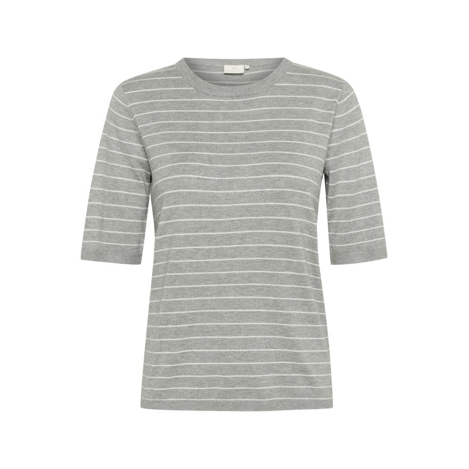 Kaffe Kaffe Trui KA Mala grijs gemêleerd / wit -