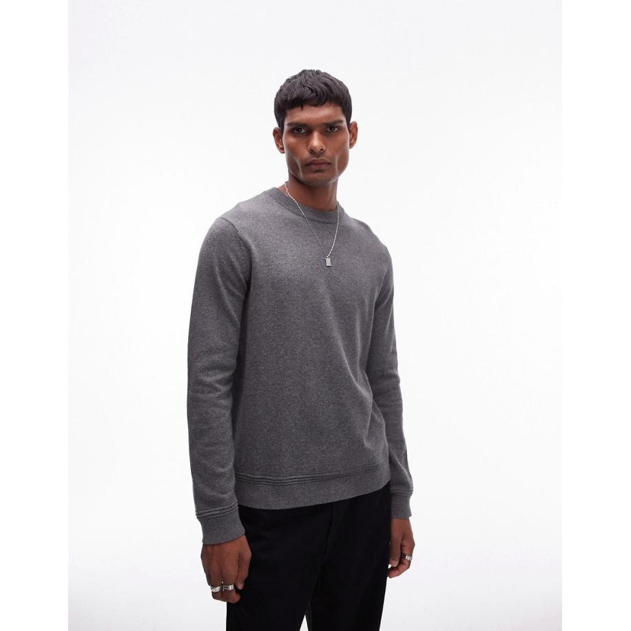 Topman - Essential - Trui met ronde hals in antraciet-Grijs Grijs