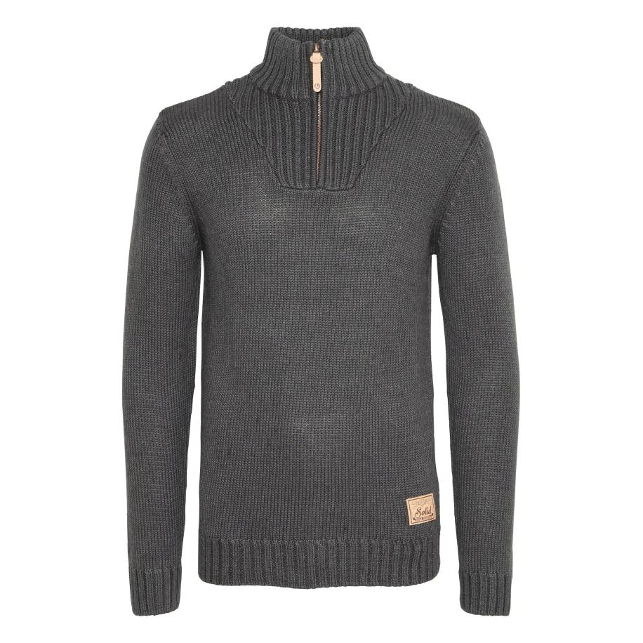 !Solid Trui Petro bruin / donkergrijs Grijs