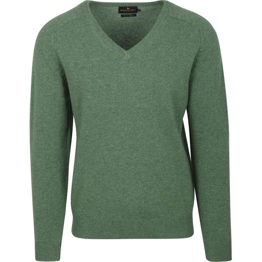 Steppin' Out Trui V-hals Lamswol Mid Groen Groen