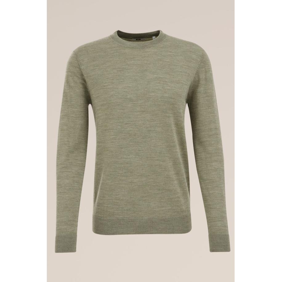 Fundamentals heren Slim fit trui van merinowol - Lichtgroen - Merino wol - Maat: L Groen