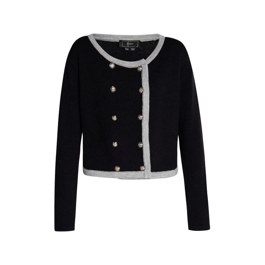 Faina faina Gebreid vest grijs / zwart -