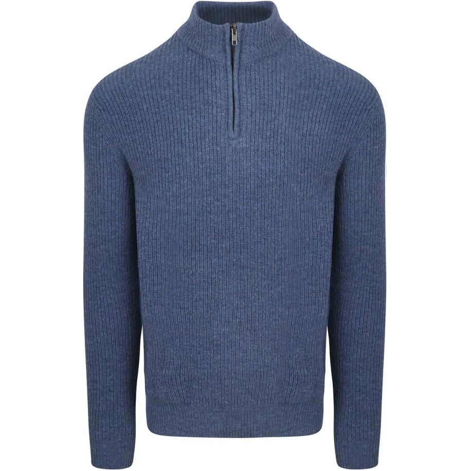 Steppin' Out Half Zip Trui Lamswol Mid Blauw Blauw