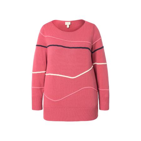 Ulla Popken Ulla Popken Trui framboos / zwart / wit