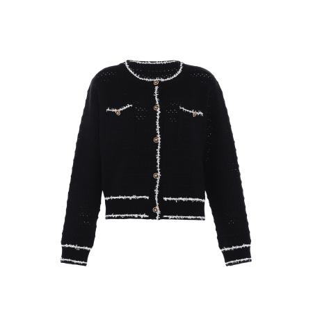 Faina faina Gebreid vest zwart / wolwit