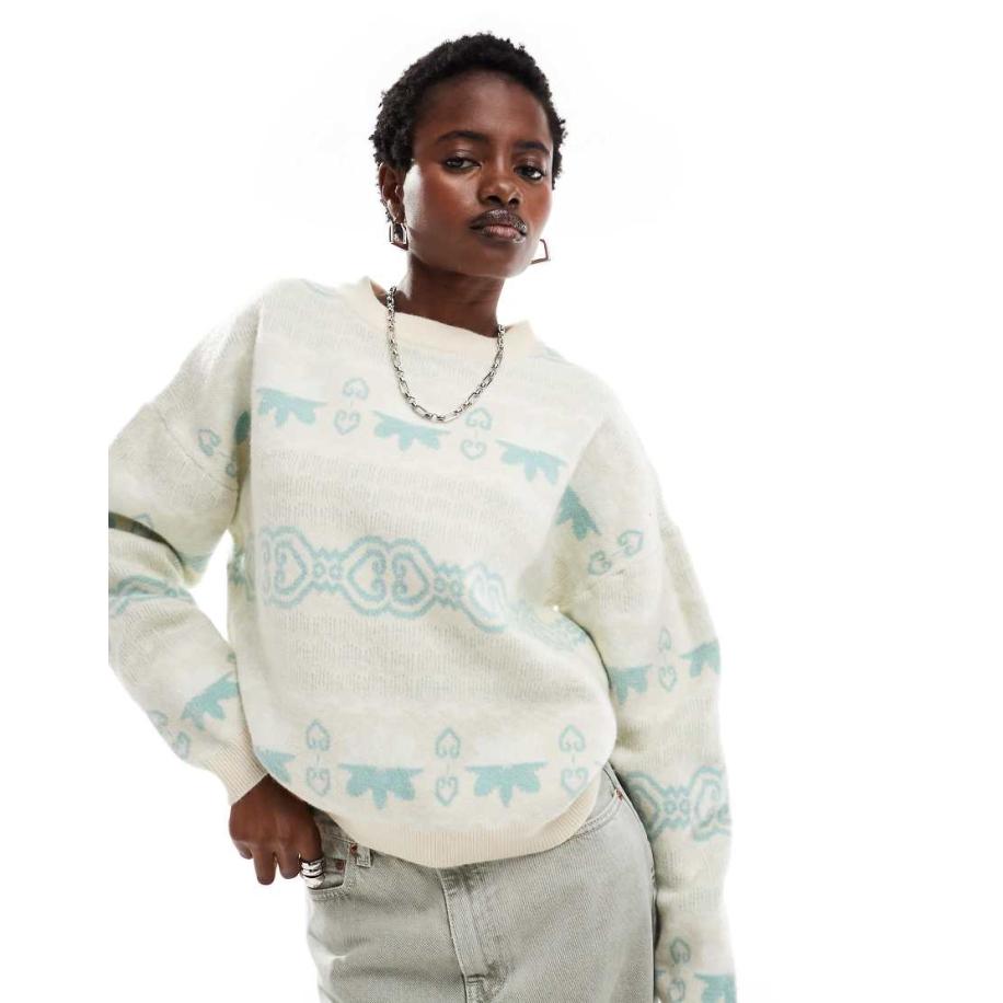 Daisy Street Gebreide trui met ronde hals en intarsia Fair Isle-motief-Veelkleurig Multicolor