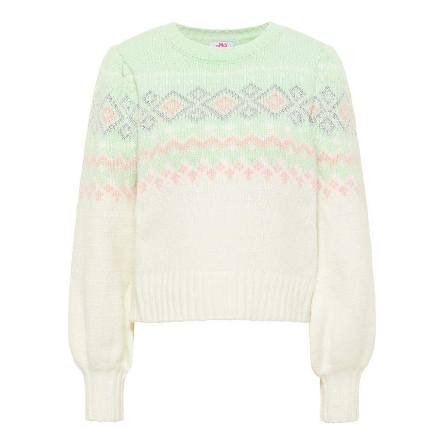 MYMO MYMO Gebreid vest mintgroen / rosa / wit -