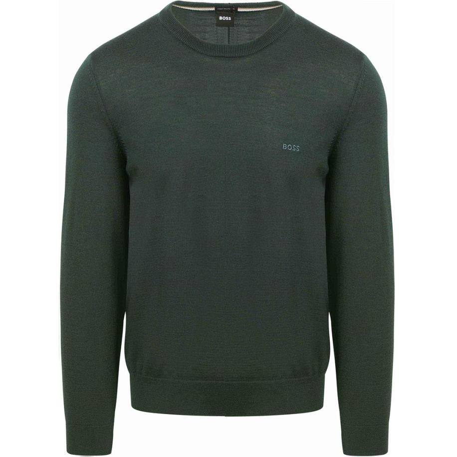 BOSS Trui Botto Wol Donkergroen Groen