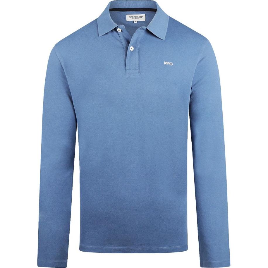 McGregor Long Sleeve Poloshirt Faded Blauw Blauw